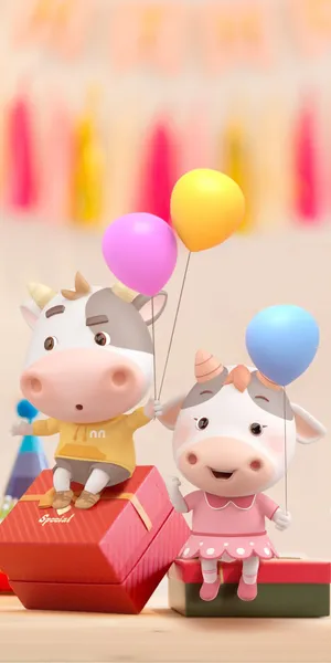 Adorable Kawaii Cute Cow Illustration Wallpaper