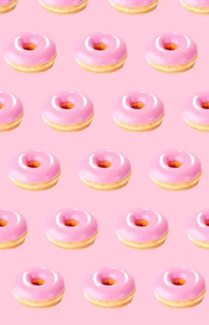 Adorable Kawaii Dessert Wallpaper Featuring A Pink-hued Donut And Waffle Wallpaper