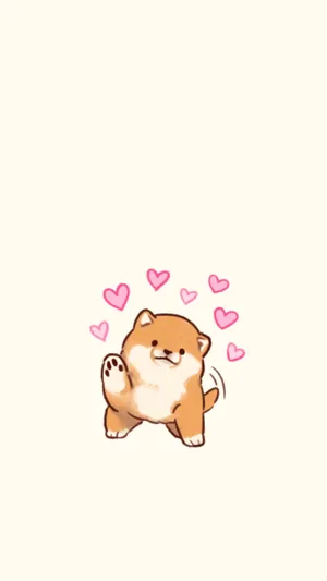 Adorable Kawaii Dog Illustration Wallpaper