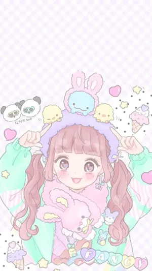 Adorable Kawaii Donut Art Wallpaper