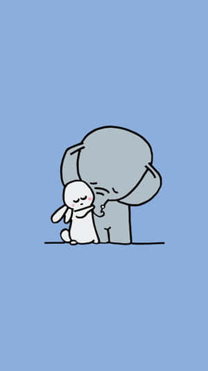 Adorable Kawaii Elephant Illustration Wallpaper