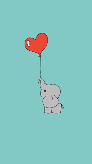 Adorable Kawaii Elephant Illustration Wallpaper