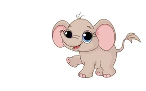 Adorable Kawaii Elephant Illustration Wallpaper