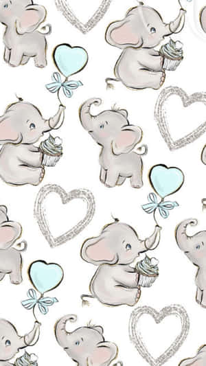 Adorable Kawaii Elephant On A Joyful Journey Wallpaper