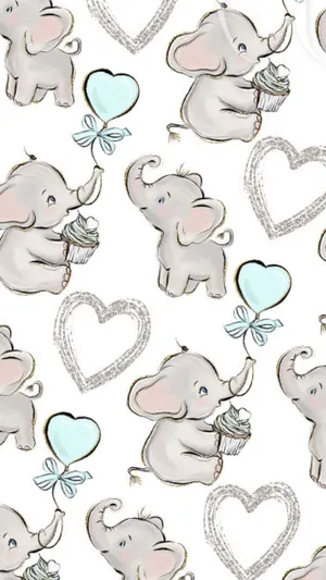 Adorable Kawaii Elephant On A Joyful Journey Wallpaper