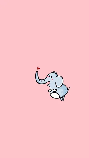 Adorable Kawaii Elephant With Balloon Wallpaper