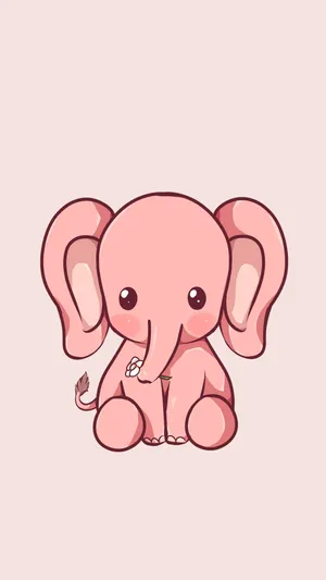 Adorable Kawaii Elephant With Lively Background Wallpaper