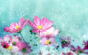 Adorable Kawaii Flower Blossoming In Vibrant Colors Wallpaper