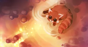 Adorable Kawaii Fox Illustration Wallpaper