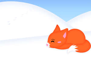 Adorable Kawaii Fox Illustration Wallpaper