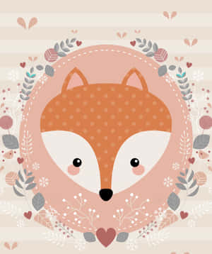 Adorable Kawaii Fox Illustration Wallpaper