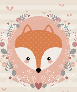 Adorable Kawaii Fox Illustration Wallpaper
