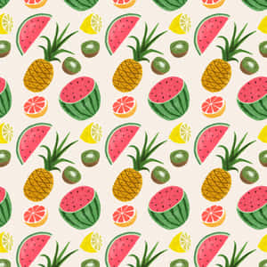 Adorable Kawaii Fruit Friends Wallpaper