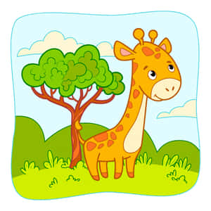 Adorable Kawaii Giraffe Illustration Wallpaper