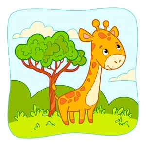 Adorable Kawaii Giraffe Illustration Wallpaper