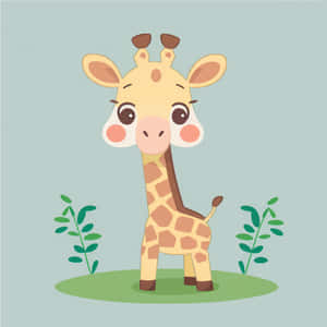 Adorable Kawaii Giraffe Illustration Wallpaper