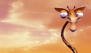 Adorable Kawaii Giraffe In A Colorful Environment Wallpaper