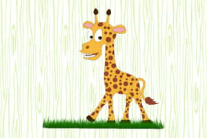 Adorable Kawaii Giraffe In A Colorful World Wallpaper