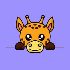 Adorable Kawaii Giraffe With A Colorful Background Wallpaper