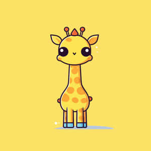 Adorable Kawaii Giraffe With Colorful Hearts And Stars Wallpaper