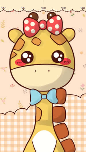 Adorable Kawaii Giraffe With Colorful Polka Dots Wallpaper