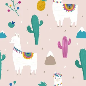 Adorable Kawaii Llama Illustration Wallpaper