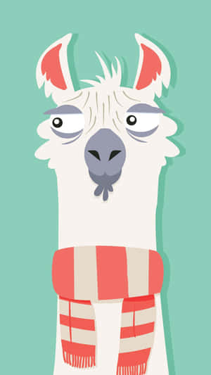 Adorable Kawaii Llama With Colorful Accessories Wallpaper