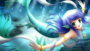 Adorable Kawaii Mermaid Illustration Wallpaper