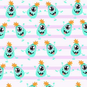 Adorable Kawaii Monster Embracing Its Sweet Side Wallpaper