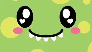 Adorable Kawaii Monster Roaring In Colorful World Wallpaper