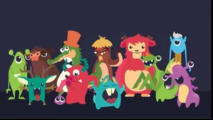 Adorable Kawaii Monster With A Wide Toothed Grin Wallpaper