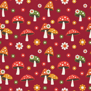 Adorable Kawaii Mushroom Illustration Wallpaper