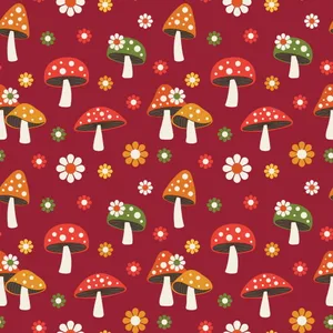 Adorable Kawaii Mushroom Illustration Wallpaper