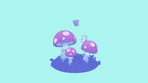 Adorable Kawaii Mushroom Illustration Wallpaper