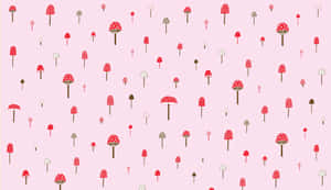 Adorable Kawaii Mushroom Illustration Wallpaper