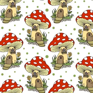 Adorable Kawaii Mushroom In A Magical Forest Wallpaper