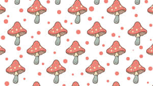 Adorable Kawaii Mushroom In A Magical Forest Wallpaper