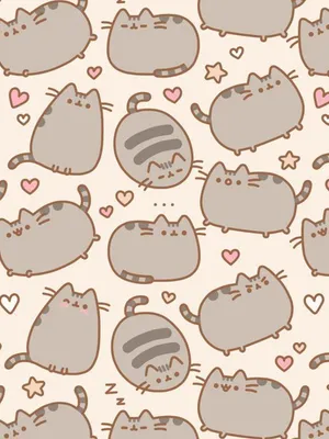 Adorable Kawaii Pusheen Enjoying A Treat Wallpaper