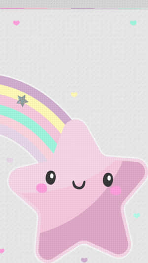 Adorable Kawaii Rainbow Bringing Joy And Colors To Your Day. Wallpaper