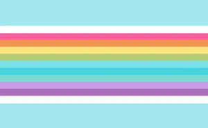 Adorable Kawaii Rainbow On A Cloudy Sky Wallpaper