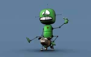 Adorable Kawaii Robot Illustration Wallpaper