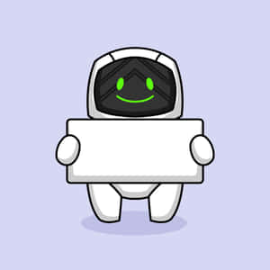 Adorable Kawaii Robot Smiling And Waving Wallpaper