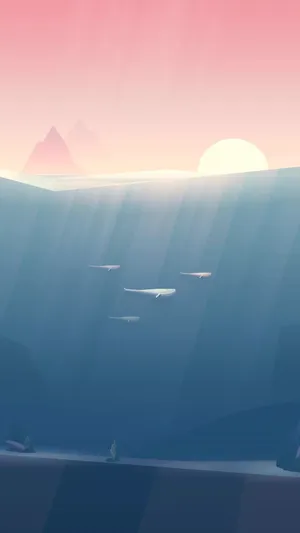 Adorable Kawaii Sea Creatures Greet You In This Whimsical Illustration Wallpaper