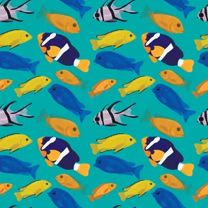 Adorable Kawaii Sea Creatures Swimming Together Wallpaper