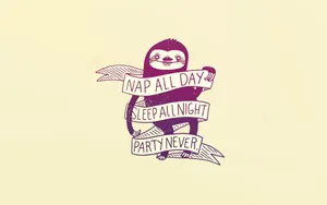 Adorable Kawaii Sloth Hanging From A Branch Wallpaper