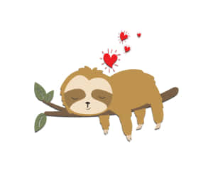 Adorable Kawaii Sloth Hanging On A Tree Wallpaper