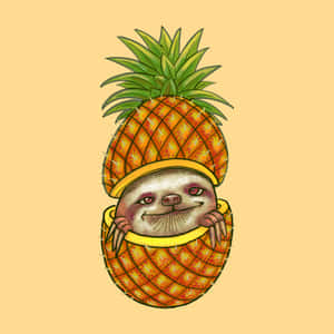 Adorable Kawaii Sloth Hanging Out Treetop Wallpaper