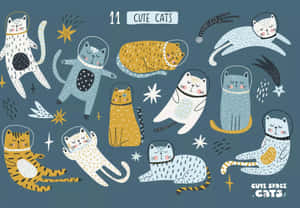 Adorable Kawaii Space Adventure Wallpaper