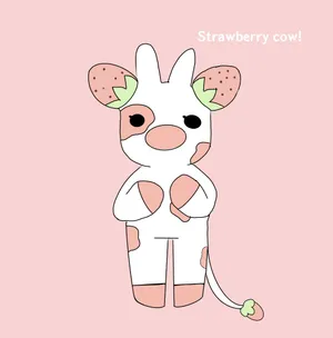 Adorable Kawaii Strawberry Cow Wallpaper Wallpaper