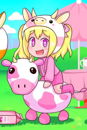 Adorable Kawaii Strawberry Cow Wallpaper Wallpaper